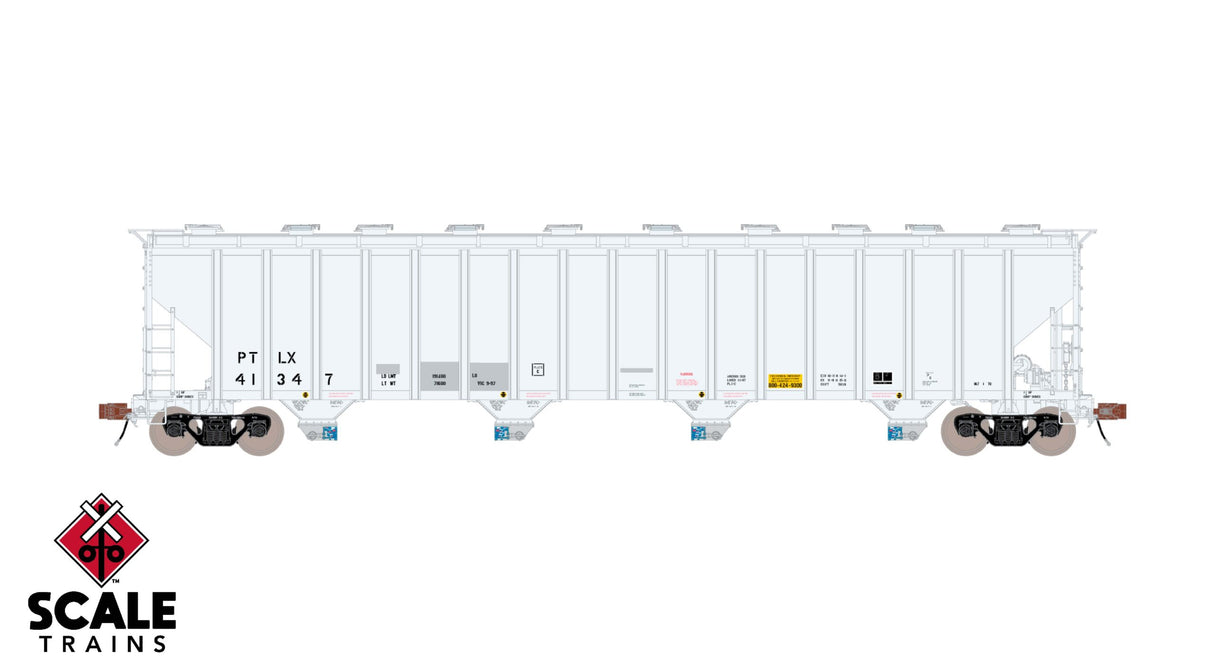 Rivet Counter HO Scale Pullman-Standard 5820 Covered Hopper, GE Rail Services/PTLX/Light Gray/Patched / 41347 /