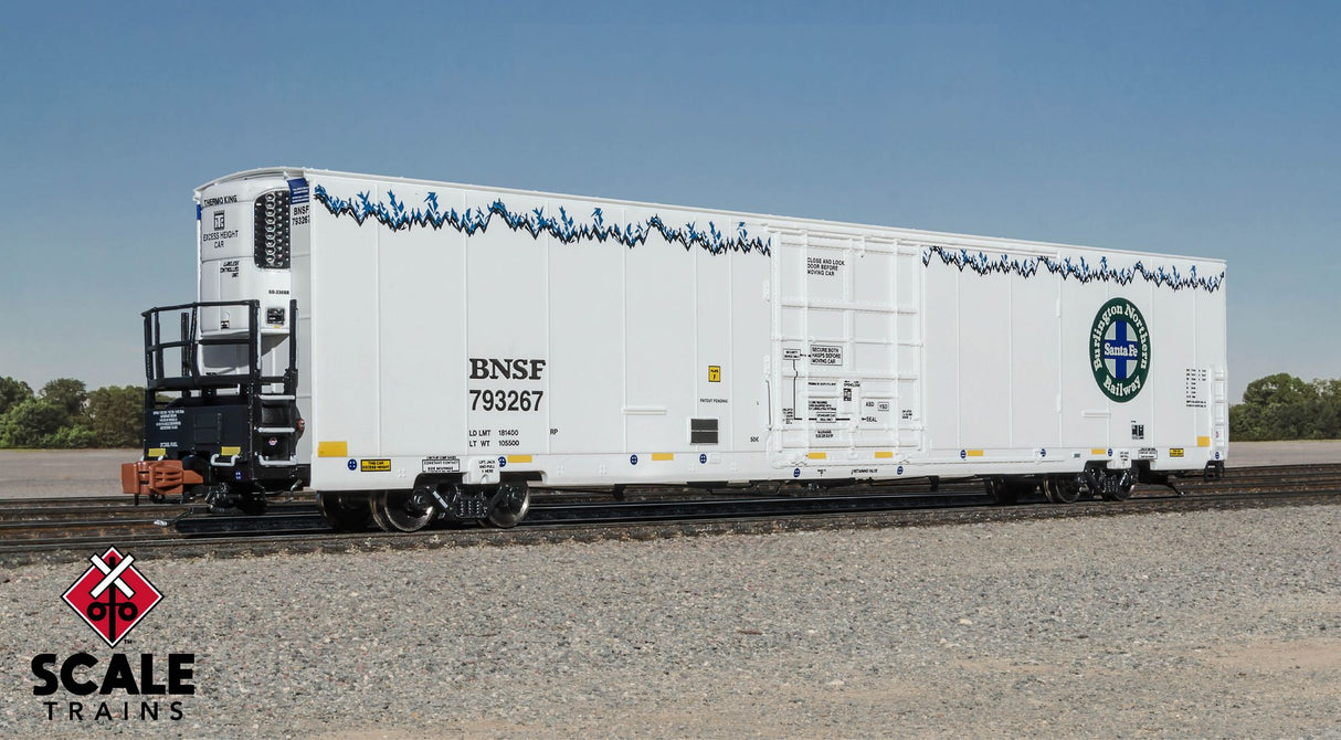 Rivet Counter N Scale Trinity 82' 7883 Mechanical Reefer, BNSF/Roofline Icicles/Early Thermo King with Black & White Lettering / 793296 / Sound Equipped