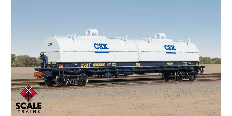 Rivet Counter HO Scale Thrall 2-Hood Coil Steel Car, CSX /White Hoods / 496028 /