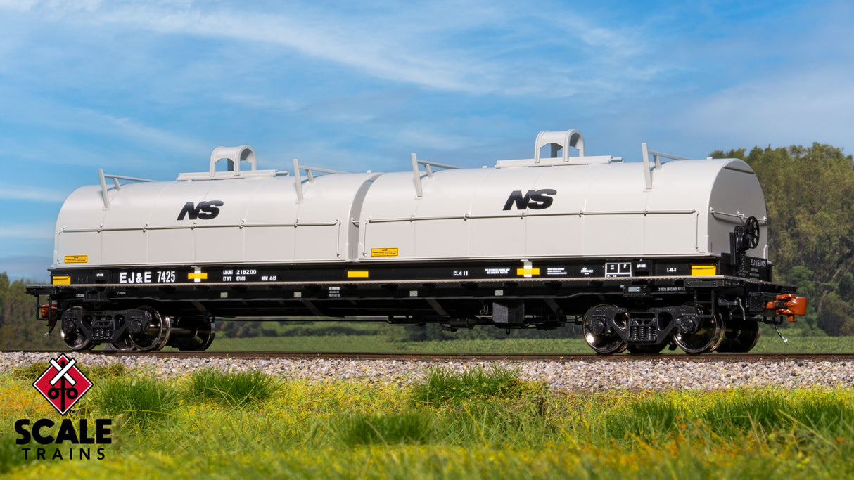 Rivet Counter HO Scale Thrall 2-Hood Coil Steel Car, Elgin Joliet & Eastern (EJ&E) /Non-Standard NS Hoods / 7425 /