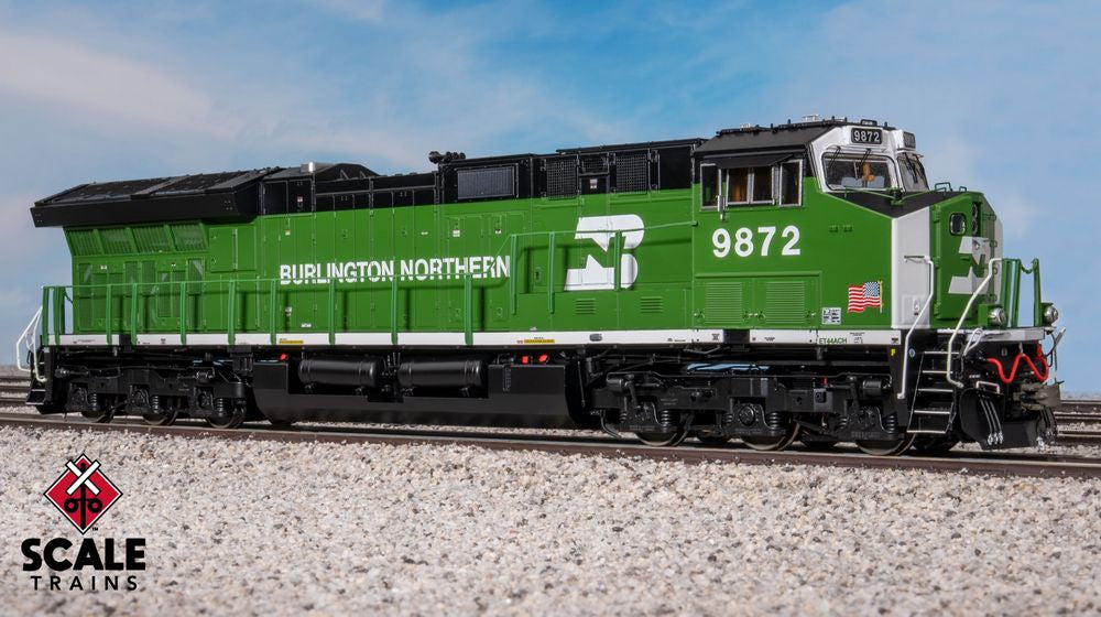 Scaletrains Rivet Counter HypoTypical HO Scale GE ET44ACH, Burlington Northern/White Face #9872 - DCC & Sound Equipped