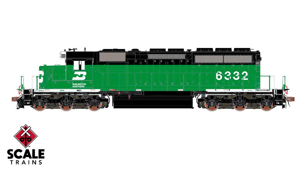 Rivet Counter HO Scale EMD SD40-2, Burlington Northern (BN) / White Face / 6332 / DC/DCC Ready