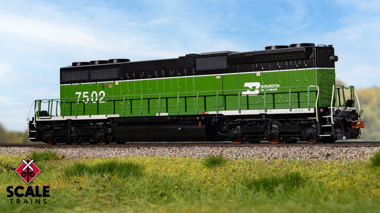 Rivet Counter HO Scale EMD SD40-2B, Burlington Northern (BN) / White Face / 7502 / DCC & Sound Equipped