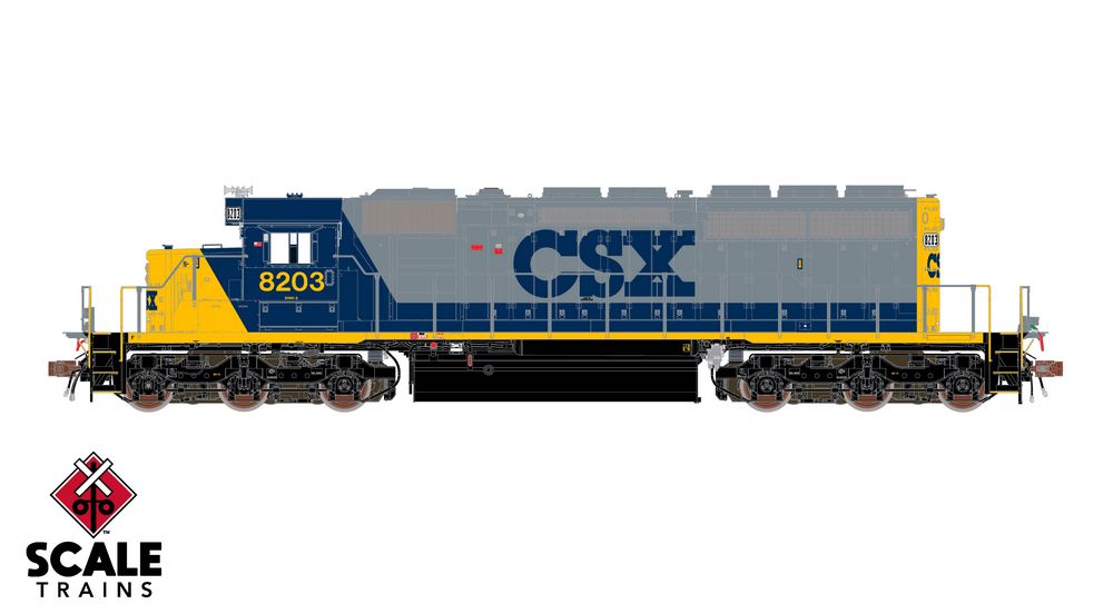 Rivet Counter HO Scale EMD SD40-2, CSX / YN2/Ditch Lights / 8203 / DCC & Sound Equipped