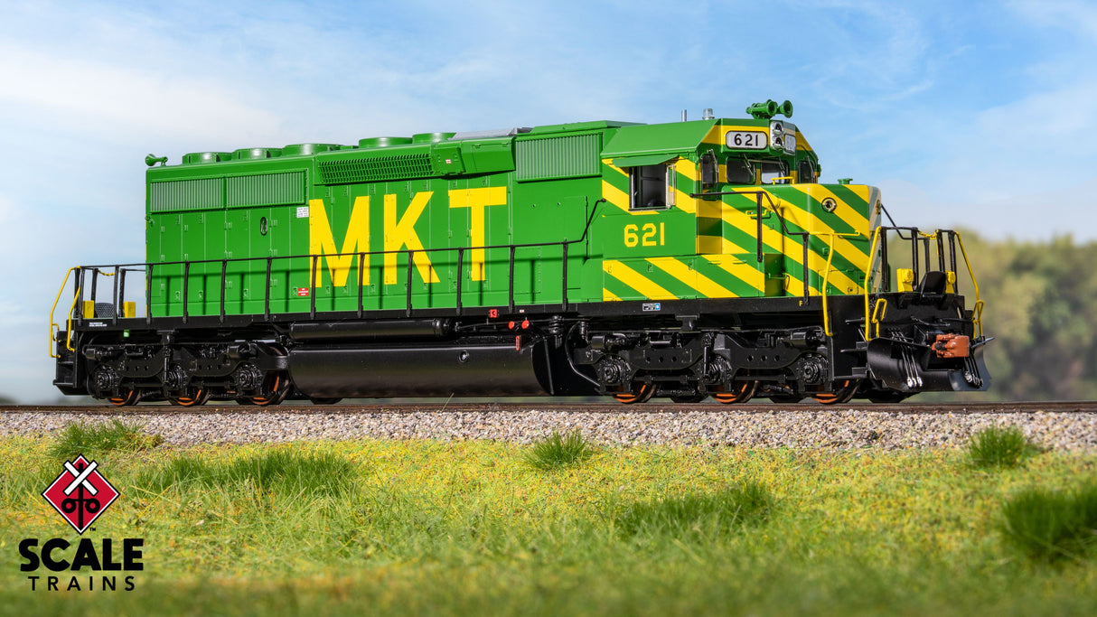 Rivet Counter HO Scale EMD SD40-2, Missouri-Kansas-Texas / As-Delivered/Unique Nose Striping/ MKT / 621 / DC/DCC Ready