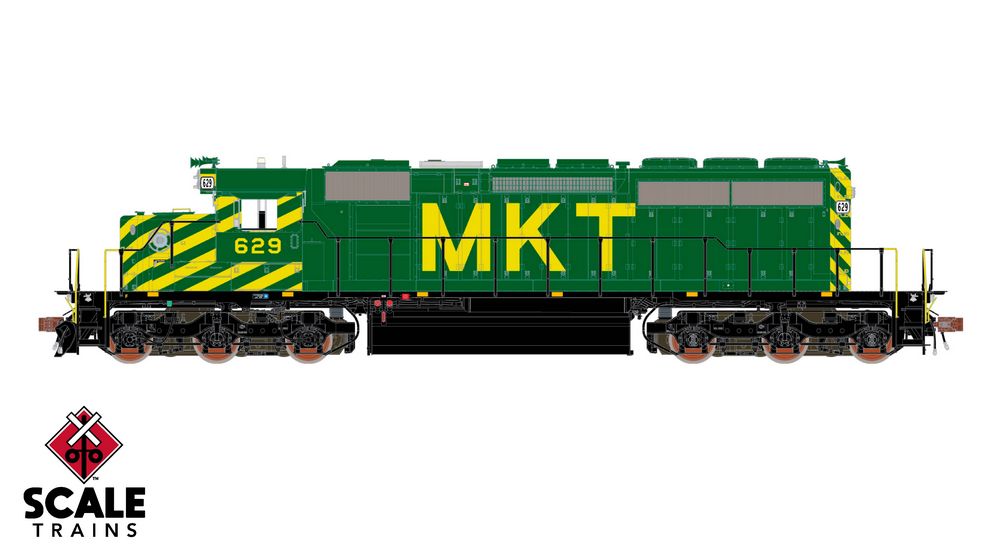 Rivet Counter HO Scale EMD SD40-2, Missouri-Kansas-Texas / As-Delivered/ MKT / 635 / DCC & Sound Equipped