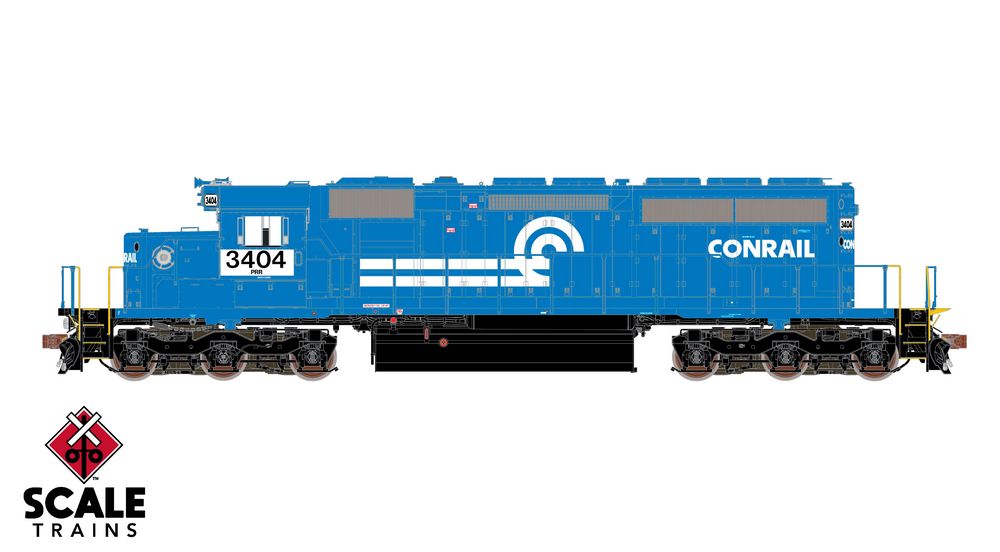 Rivet Counter HO Scale EMD SD40-2, Norfolk Southern (NS) / Patched/ex-Conrail/Ditch Lights / 3404 / DC/DCC Ready