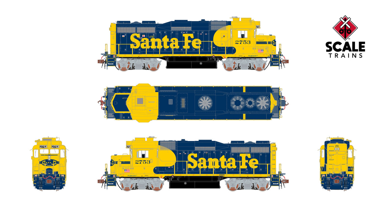 Rivet Counter HO Scale EMD GP30u, Santa Fe/Nose Headlight / 2753 / DCC & Sound Equipped