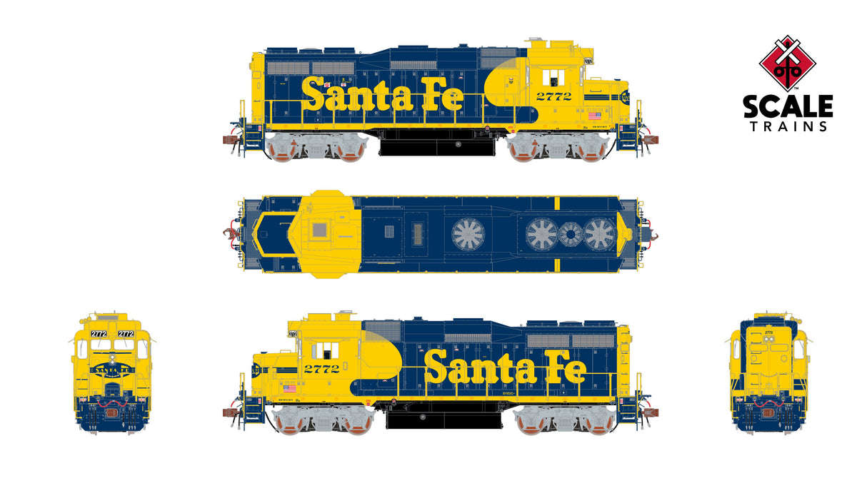 Rivet Counter HO Scale EMD GP30u, Santa Fe/Nose Headlight / 2772 / DCC & Sound Equipped