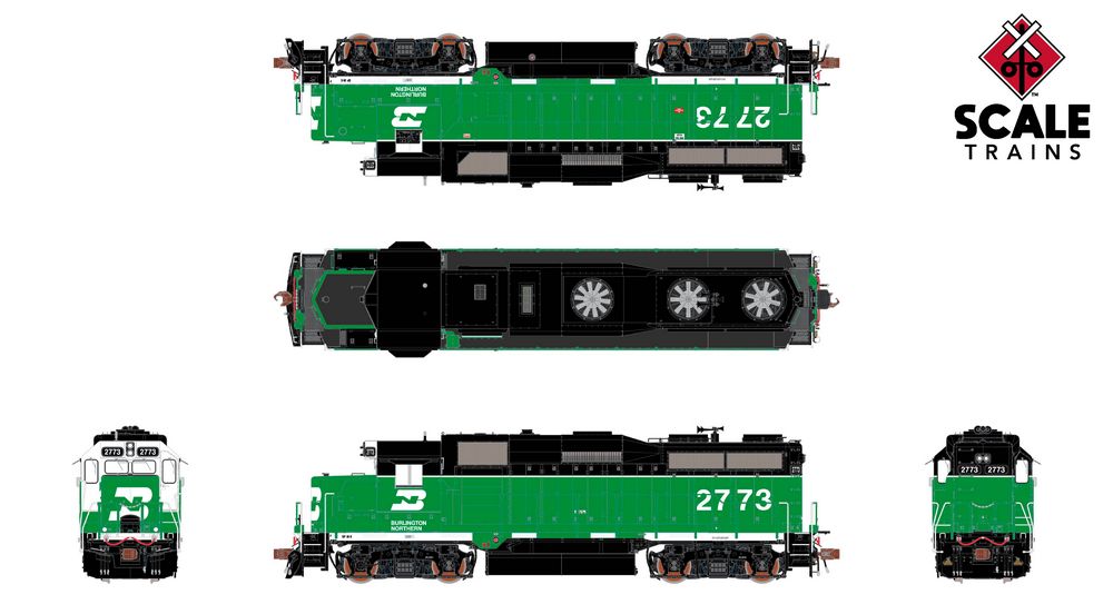 Rivet Counter HO Scale EMD GP39E, Burlington Northern/White Face/Strobe Lights / 2773 / DC/DCC Ready