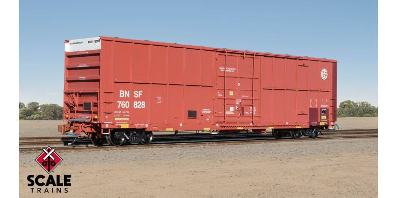 Rivet Counter HO Scale Trinity 60' 7500 12' Plug-Door High-Cube Boxcar, BNSF/Circle Cross Logo/Conspicuity Stripes / 760828 /