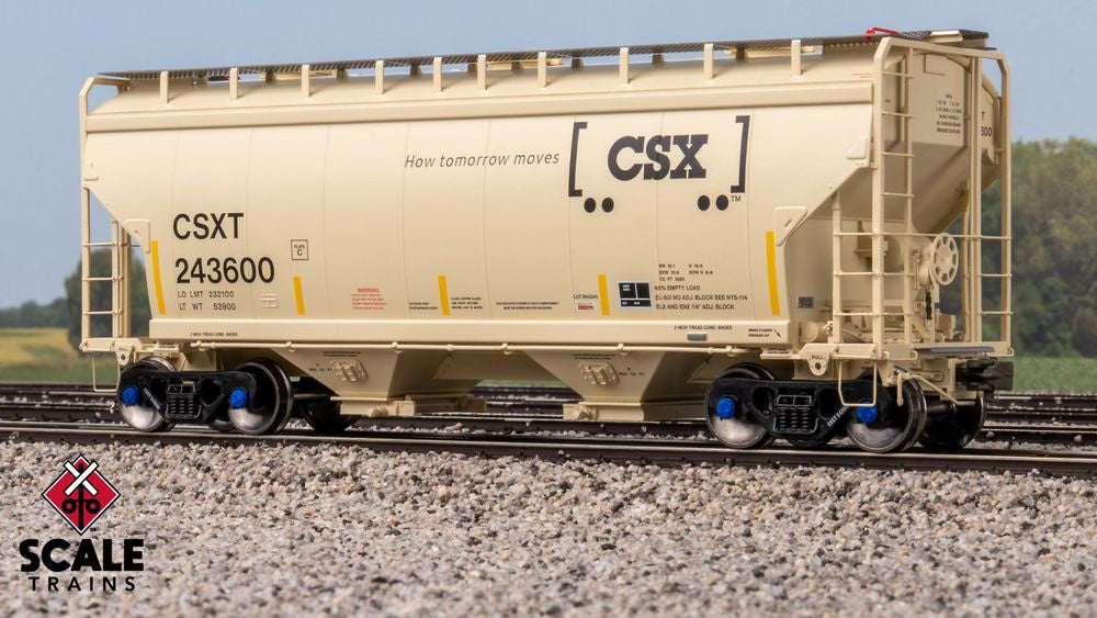 Scaletrains Rivet Counter HO Scale Gunderson 3250 Covered Hopper, CSX / Boxcar Logo #243614