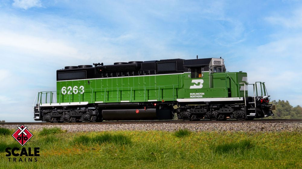 Rivet Counter HO Scale EMD SD38-2, Burlington Northern (BN) /White Face/No Beacon / 6263 / DCC & Sound Equipped