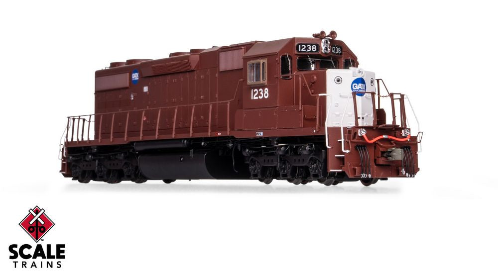 Rivet Counter HO Scale EMD SD38-2, GATX / ex-Reserve Mining/Patched Maroon Stripe / 1238 / DCC & Sound Equipped