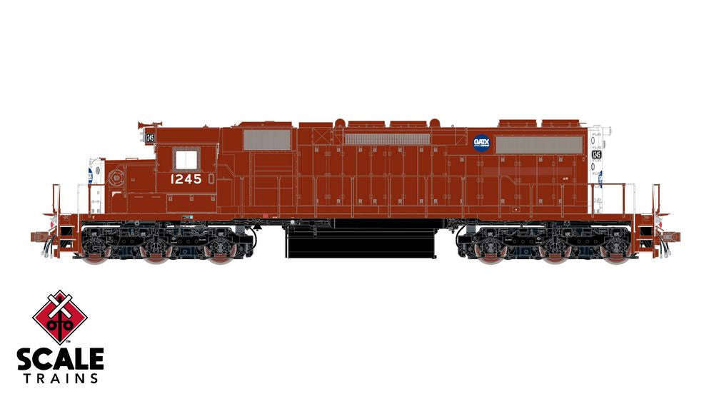 Rivet Counter HO Scale EMD SD38-2, GATX / ex-Reserve Mining/Patched Maroon Stripe / 1245 / DCC & Sound Equipped