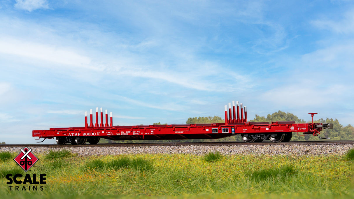 Rivet Counter HypoTypical HO Scale BSC F68BH Finger Rack Flatcar, Santa Fe / Red / 96023 /