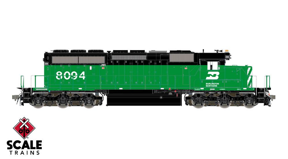 Scaletrains Rivet Counter HO Scale EMD SD40-2, Burlington Northern/Late/Blanked Class Lights #8094 - DC/DCC Ready