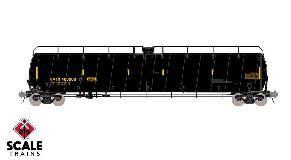 Scaletrains Rivet Counter HO Scale ARI 33K Gallon Spiral Jacketed Tank Car, GE Rail Services/Yellow Lettering/LPG/Early/NATX #400008