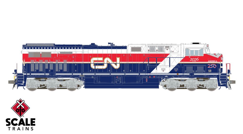 Scaletrains Rivet Counter HO Scale GE ES44 - Canadian National (CN) #1776 (America250 / Air Force One) - DCC / Sound Equipped