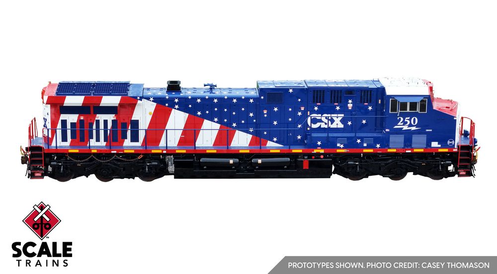 Scaletrains Rivet Counter HO Scale Wabtec CM44AC - CSX (CSXT) #250 (America's 250 / Stars & Stripes) - DC / DCC Ready