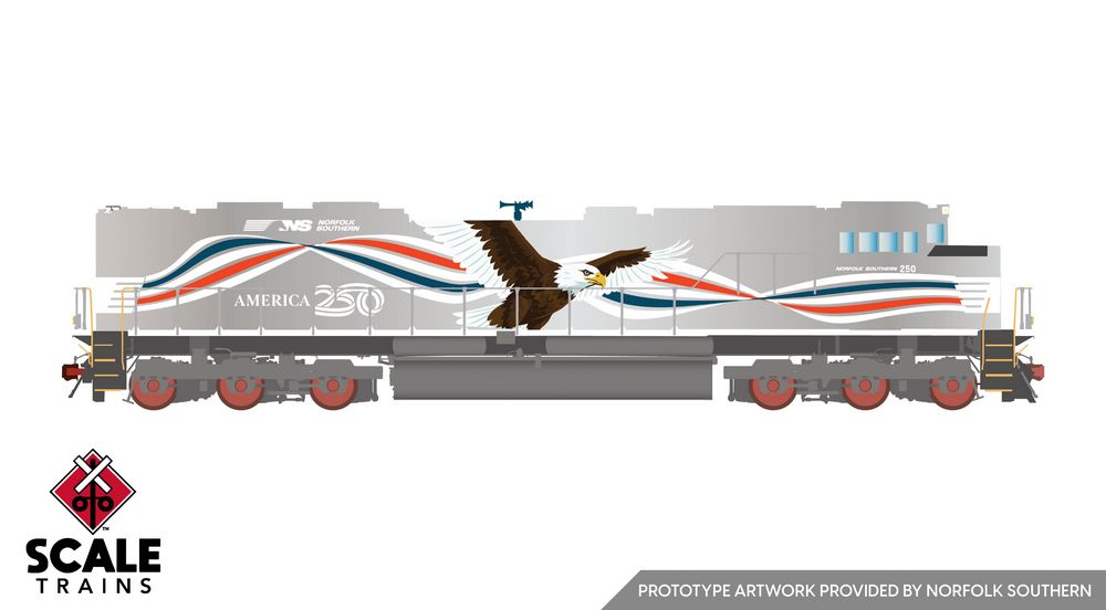 Scaletrains Rivet Counter N Scale SD70IAC - Norfolk Southern (NS) #250 (America250 / Freedom (Eagle) #25) - DCC / Sound Equipped