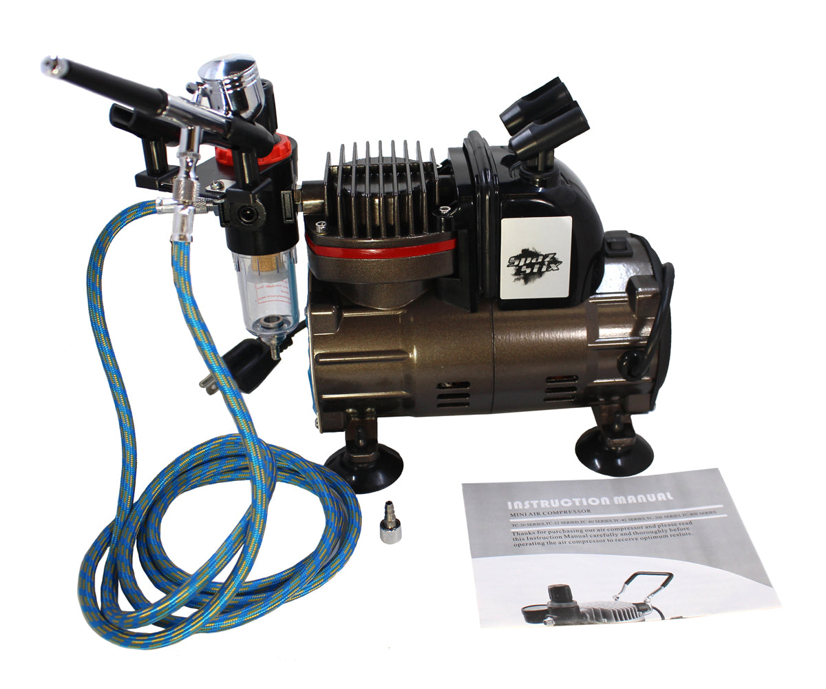 Spaz Stix Dual Action Gravity Feed Airbrush & Air Compressor Combo - SZX50000