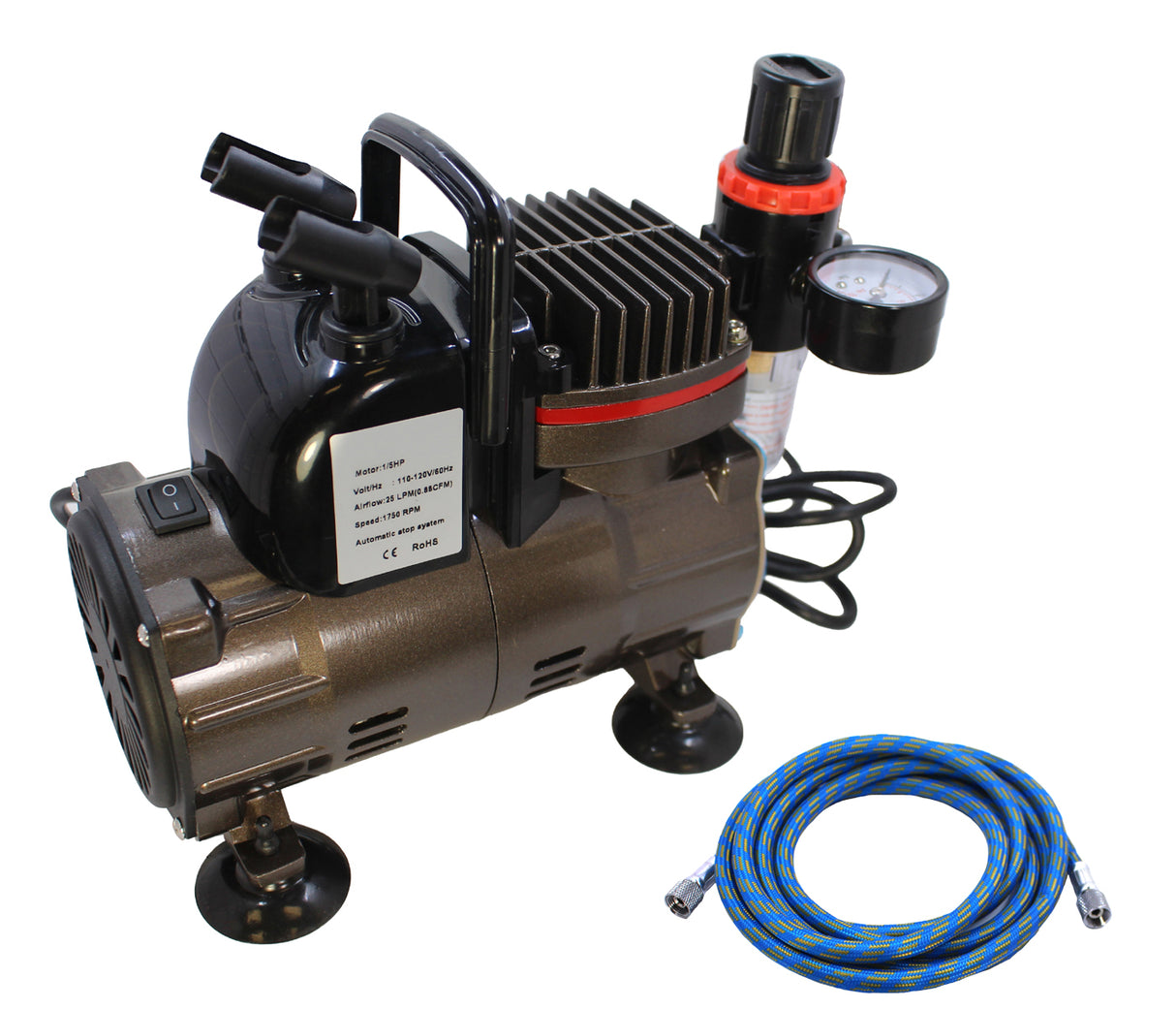 Spazstix Air Compressor for Airbrushing, with Hose and Regulator