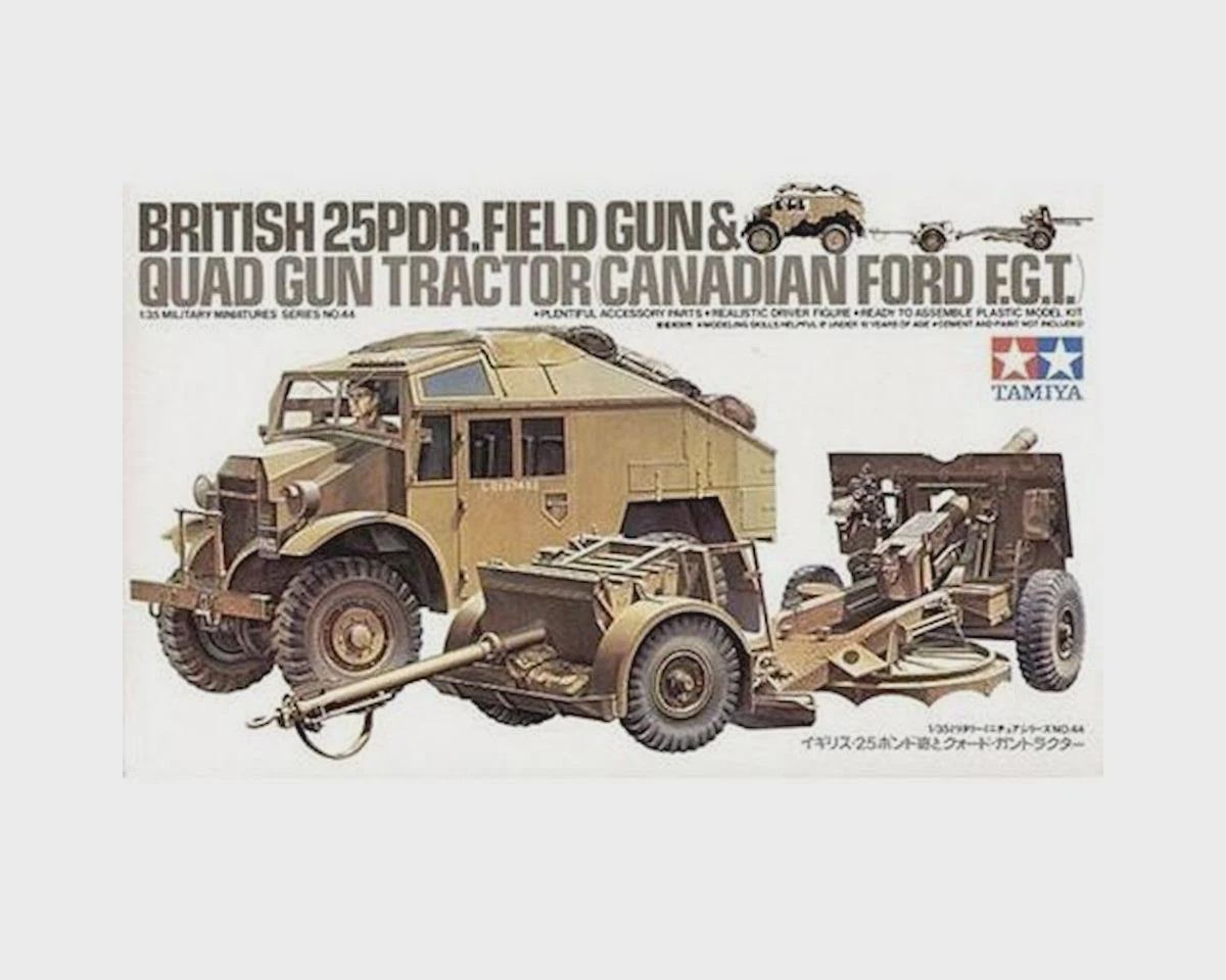 Tamiya 1/35 British 25lb Gun & Quad Plastic Model Kit 35044