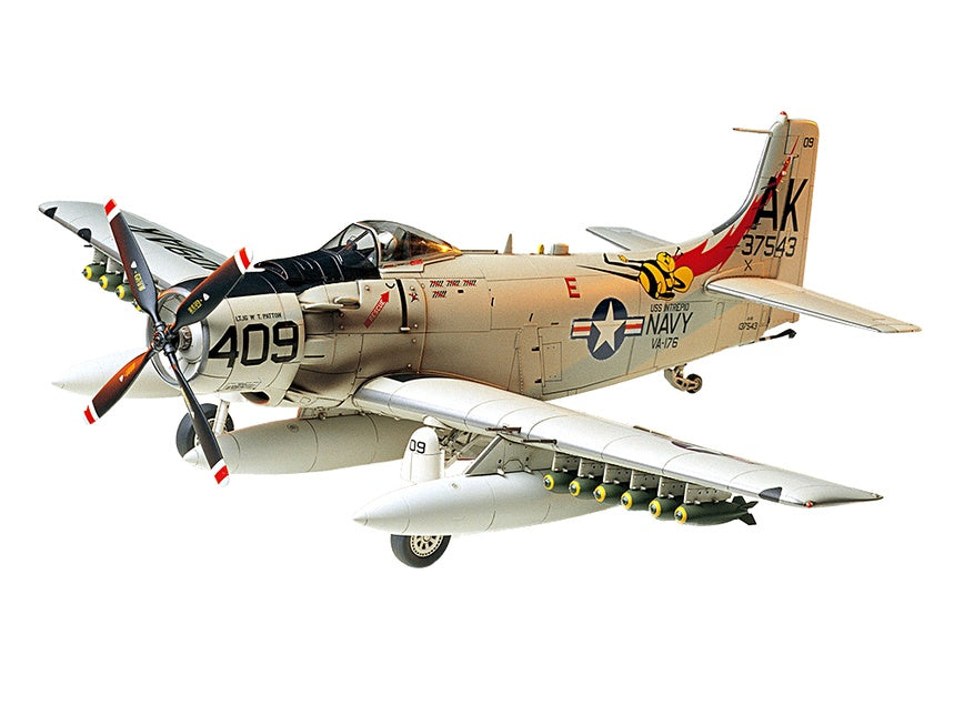 Tamiya 1/48 A1H Douglas Skyraider USN Plastic Model - TAM61058