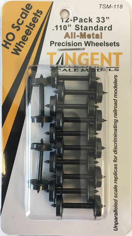 Tangent Scale Models HO 33" NORMAL TREAD RP25 ALL-METAL WHEELSETS - 12 PACK - TAN118