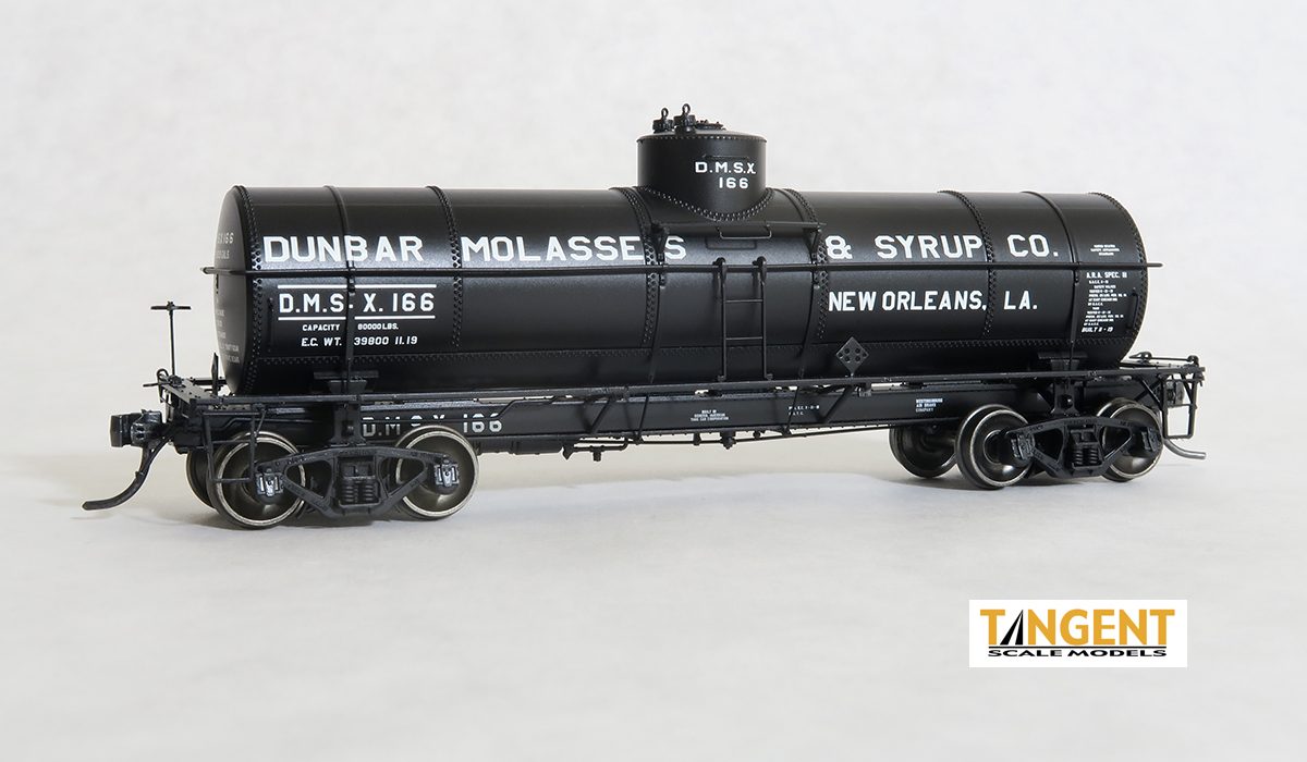 Tangent Scale Models DMSX "Dunbar Molasses New Orleans 1919+" GATC 1917-design 8000 Gallon Tank Car #162 - TAN19016-03