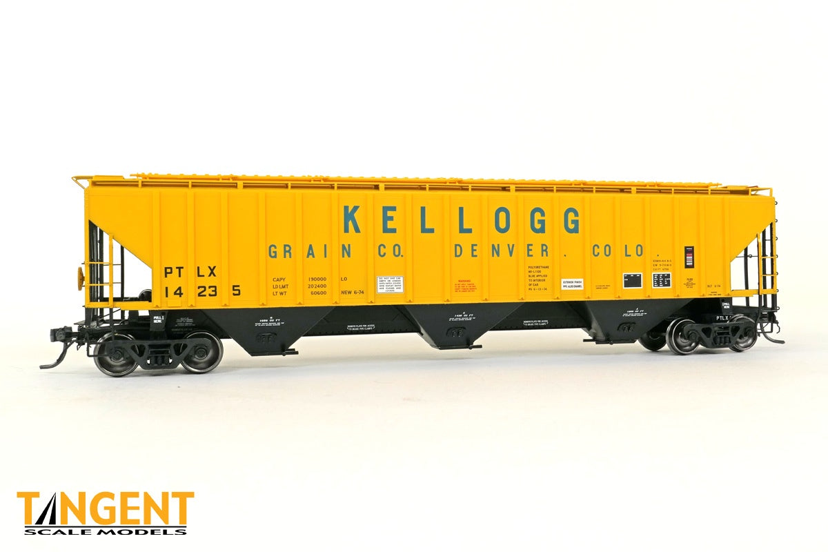 Tangent Scale Models HO Pullman Transport Leasing Company (PTLX) "Kellogg Grain 1974" PS4750 Covered Hopper - #14242