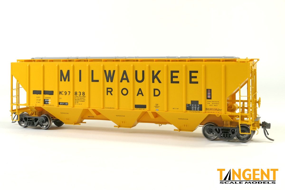 Tangent HO Wisconsin Central (WC) "Ex-Milwaukee Restencil 1987+" PS4427 "High Side" Covered Hopper - #97843