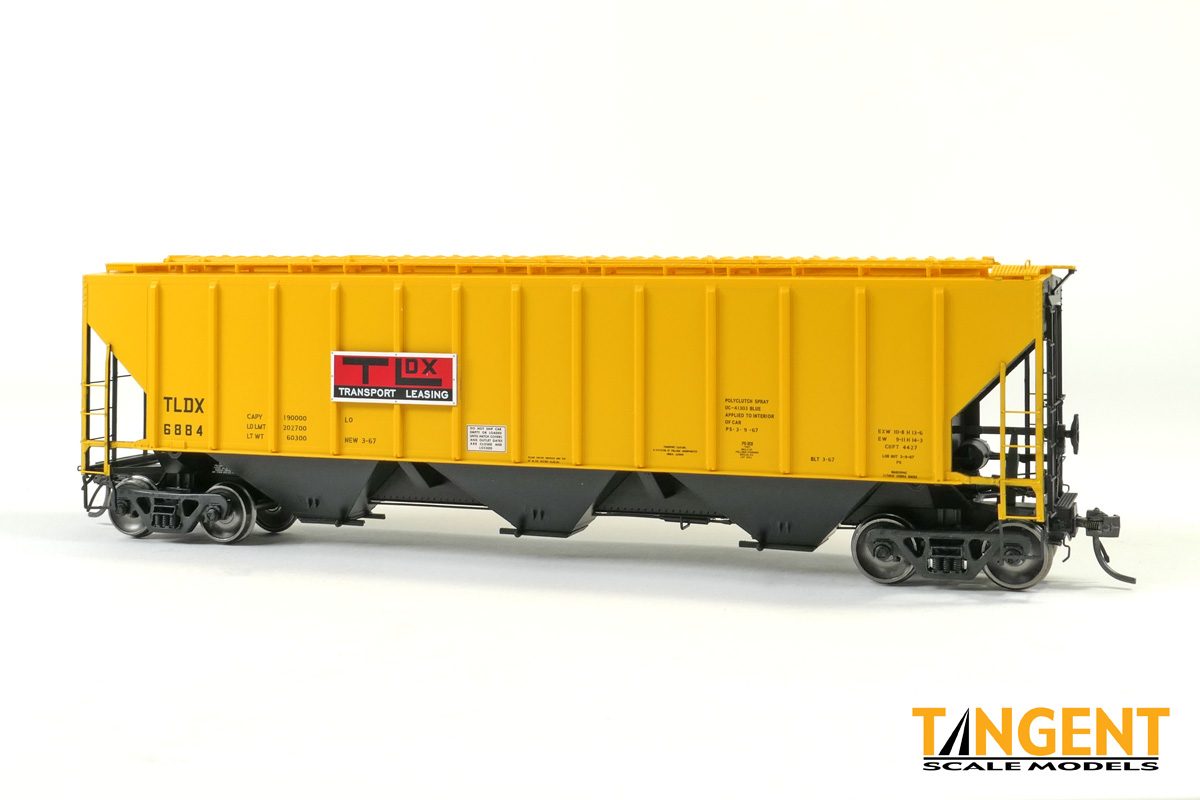 Tangent HO TLDX "Delivery Yellow Lease 3-1967" PS4427 "High Side" Covered Hopper - #6884