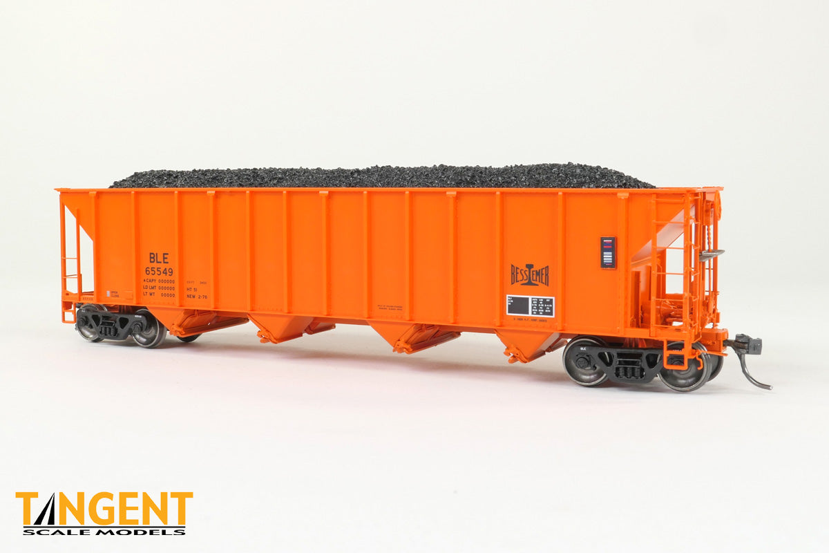 Tangent HO Bessemer and Lake Erie (BLE) "Delivery Orange T16 Auto-Flo 2-1976" Pullman-Standard 3400CuFt Quad Coal Hopper - #65549
