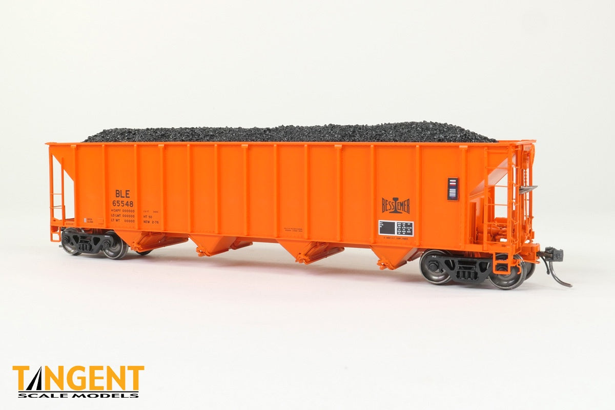 Tangent HO Bessemer and Lake Erie (BLE) "Delivery Orange T8 Auto-Flo 2-1976" Pullman-Standard 3400CuFt Quad Coal Hopper - #65548