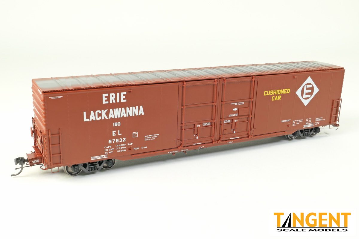Tangent HO Erie Lackawanna (EL) "Delivery Red 1966" Greenville 6,000CuFt 60' Double Door Box Car - #67835