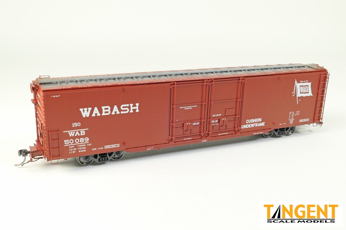 Tangent HO Wabash (WAB) "Delivery Red 9-1963" Greenville 6,000CuFt 60' Double Door Box Car - #50091