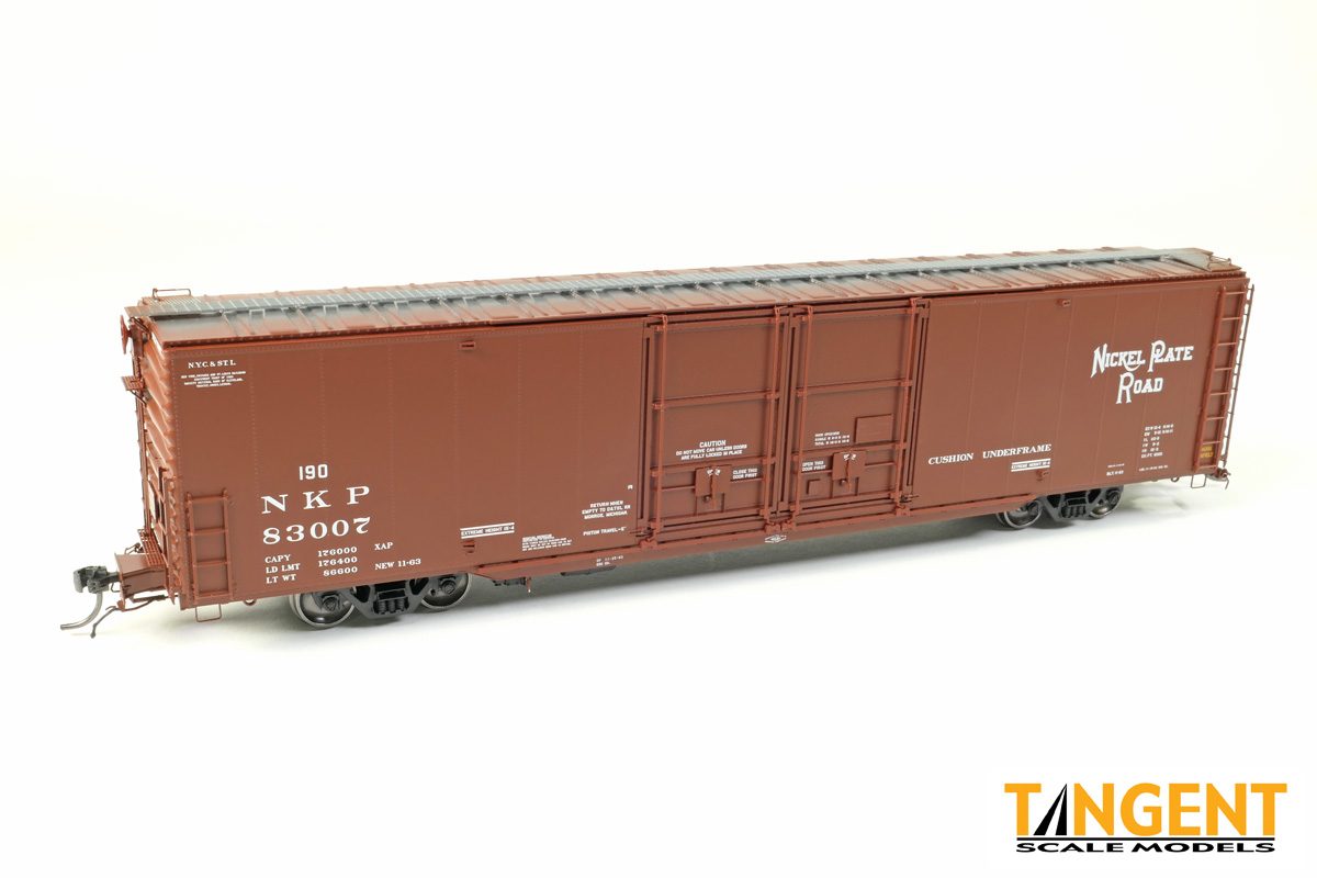 Tangent HO Nickel Plate Road (NKP) "Delivery Brown 11-1963" Greenville 6,000CuFt 60' Double Door Box Car - #83007