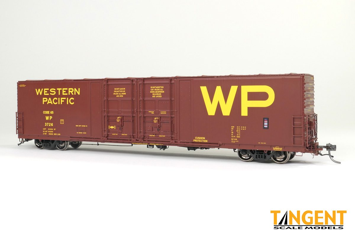 Tangent HO Western Pacific (WP) "Original Red 2-1969" Thrall 5,880CuFt 60' Double Plug Door Box Car - #3731