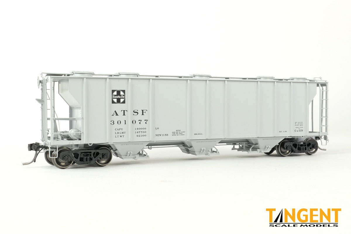 Tangent Scale Models HO Atchison, Topeka & Santa Fe (ATSF) "Delivery Gray 11-1959 GA-119" Pullman-Standard PS-2 3215CuFt Covered Hopper - #301025