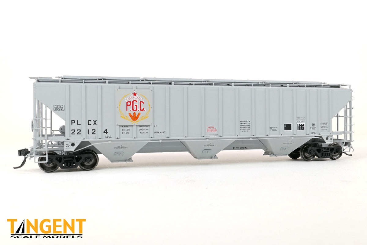 Tangent Scale Models HO Pullman Leasing Co (PLCX) "Producer's Grain" 1980 PS4750 Covered Hopper - #22124
