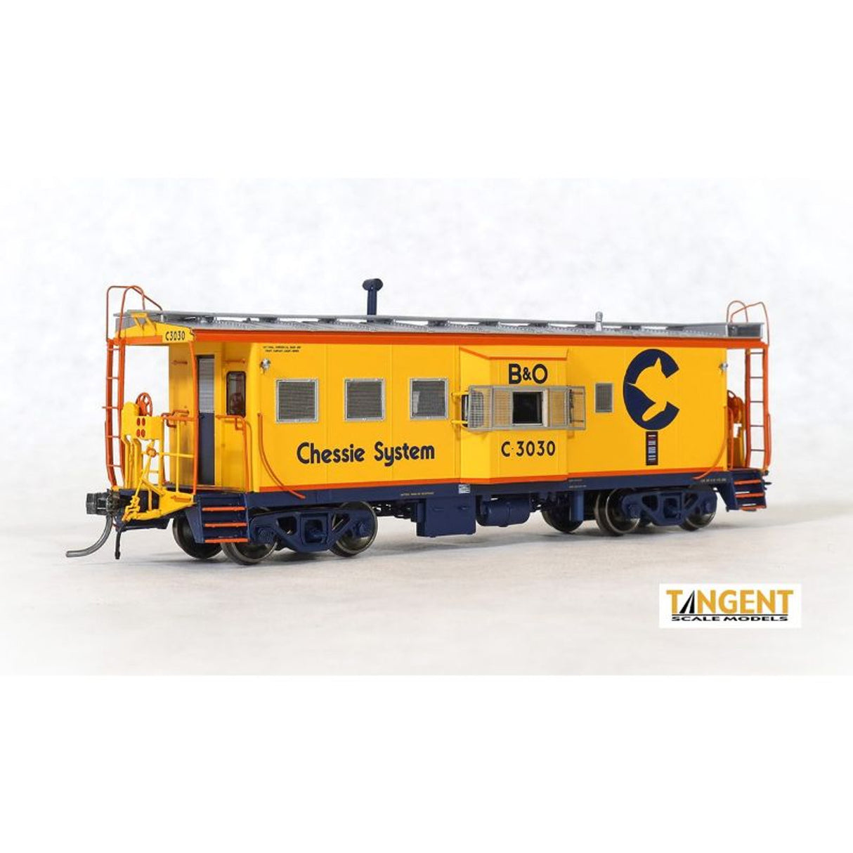 Tangent Scale Models Chessie System (B&O) "1973+ Repaint Version 2" ICC B&O I-18 Steel Bay Window Caboose #C-3030 - TAN60029-03