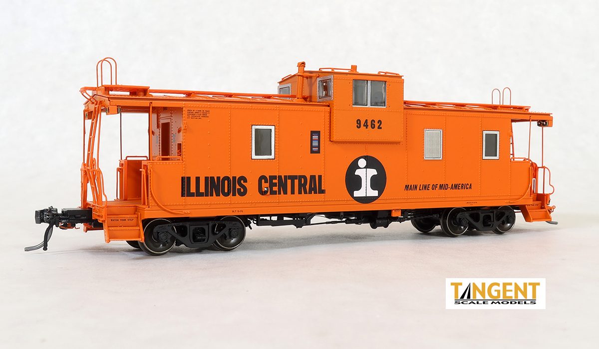 Tangent Scale Models Illinois Central (IC) Original Orange Split Rail 1970 IC Centralia Steel Wide-vision Caboose #9470 - TAN60210-05