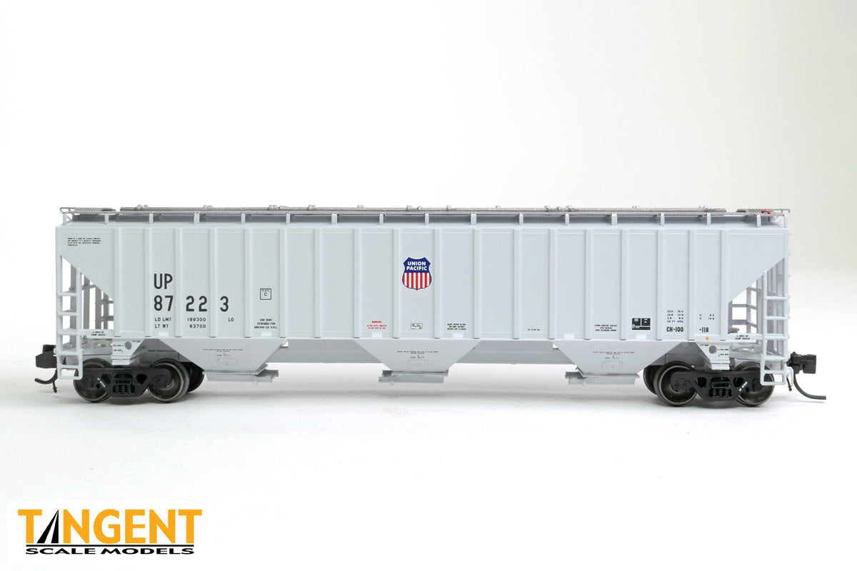 Tangent Scale models N Scale Union Pacific (UP) "Delivery Gray 10-1993" Trinity Industries Inc 4750 CuFt Covered Hopper - #87209