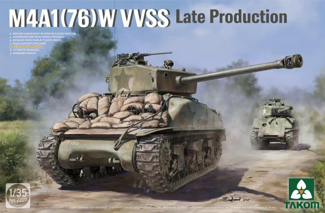 Takom 1/35 Takom M4A1(76)W VVSS Late Production Plastic Model Kit #2207