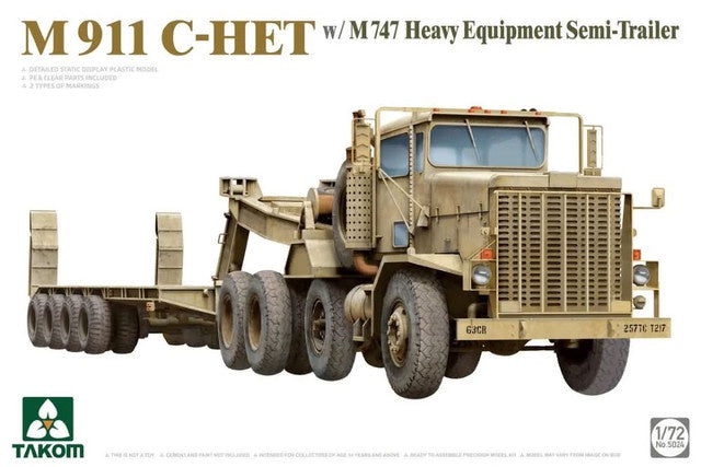 M911 C-HET Tractor w/M747 Heavy Equipment Semi-Trailer 1/72 Takom