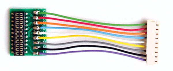 TCS - Train Control Systems DCC Decoder Harness -- T-1"-21 JST 9-Pin to NEM21 Socket, 1" 2.54cm Wires - TCS1352