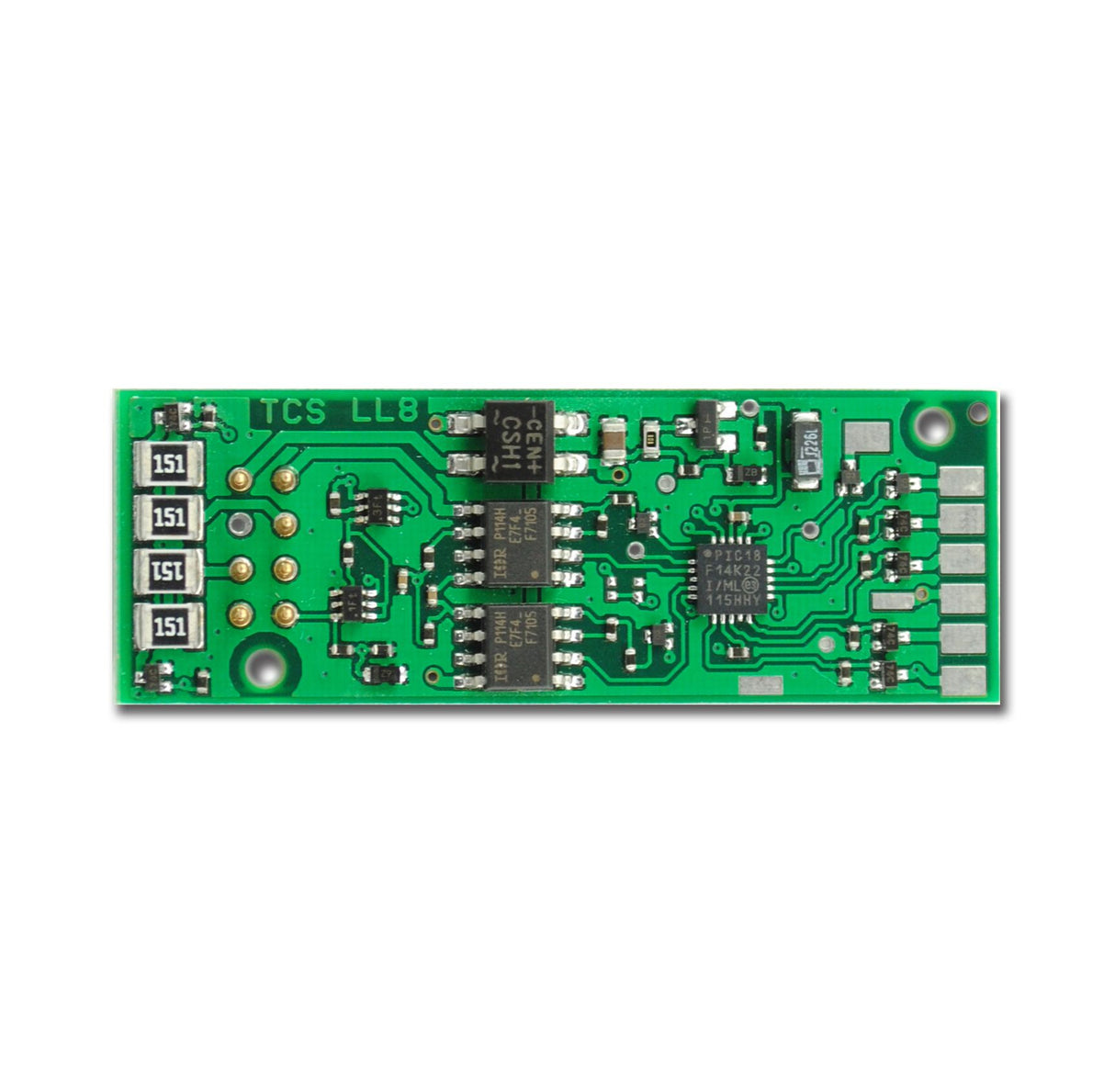 TCS - Train Control Systems LL8-LED DCC 6-Function Decoder - Control Only -- Fits PROTO 2000 Locomotives w/LED Headlights .71 x 1.89 x 0.138" - TCS1402
