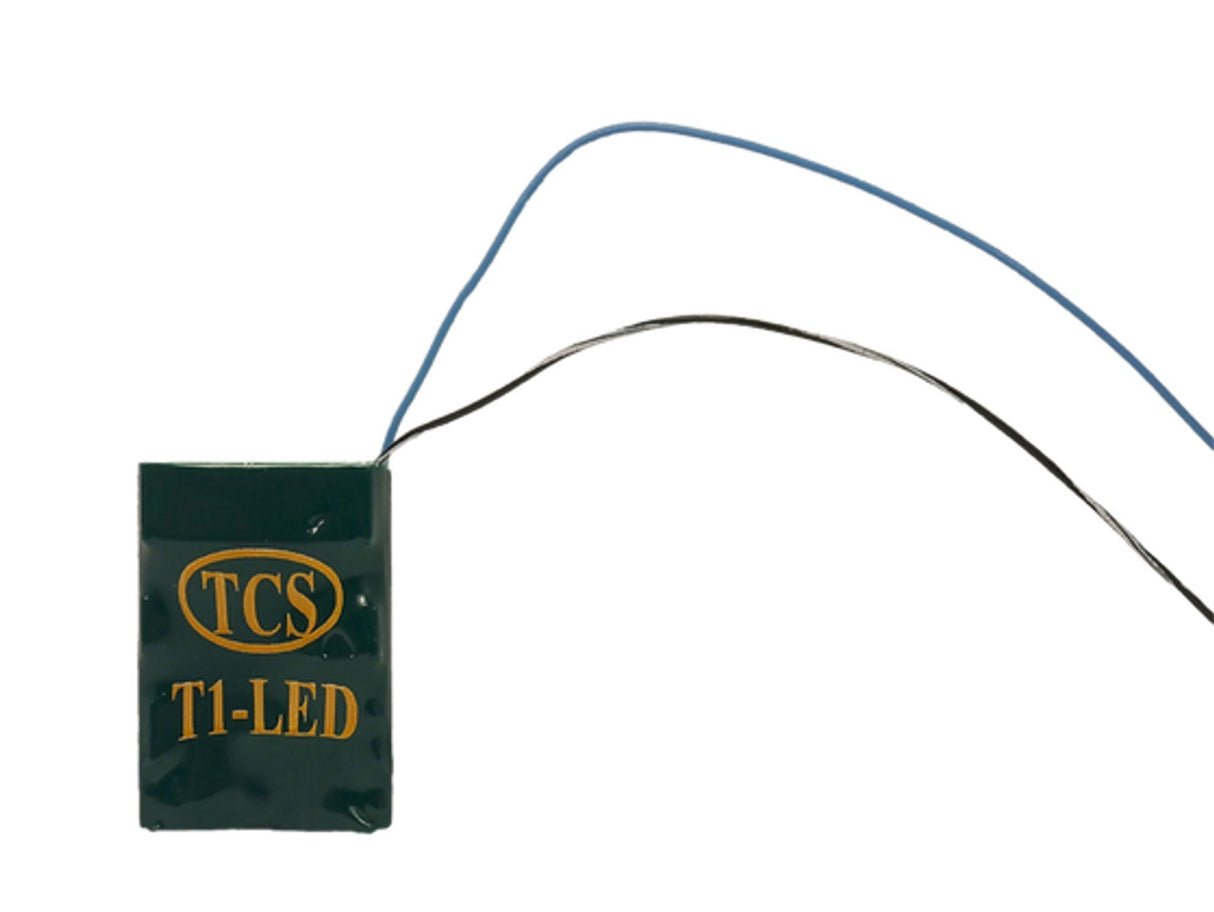 TCS - Train Control Systems T1-LED 2 Function DCC Decoder w/On-Board Resistors for LEDs - Control Only -- .661 x 0.969 x 0.217" 16.79 x 24.61 x 5.51mm - TCS1484